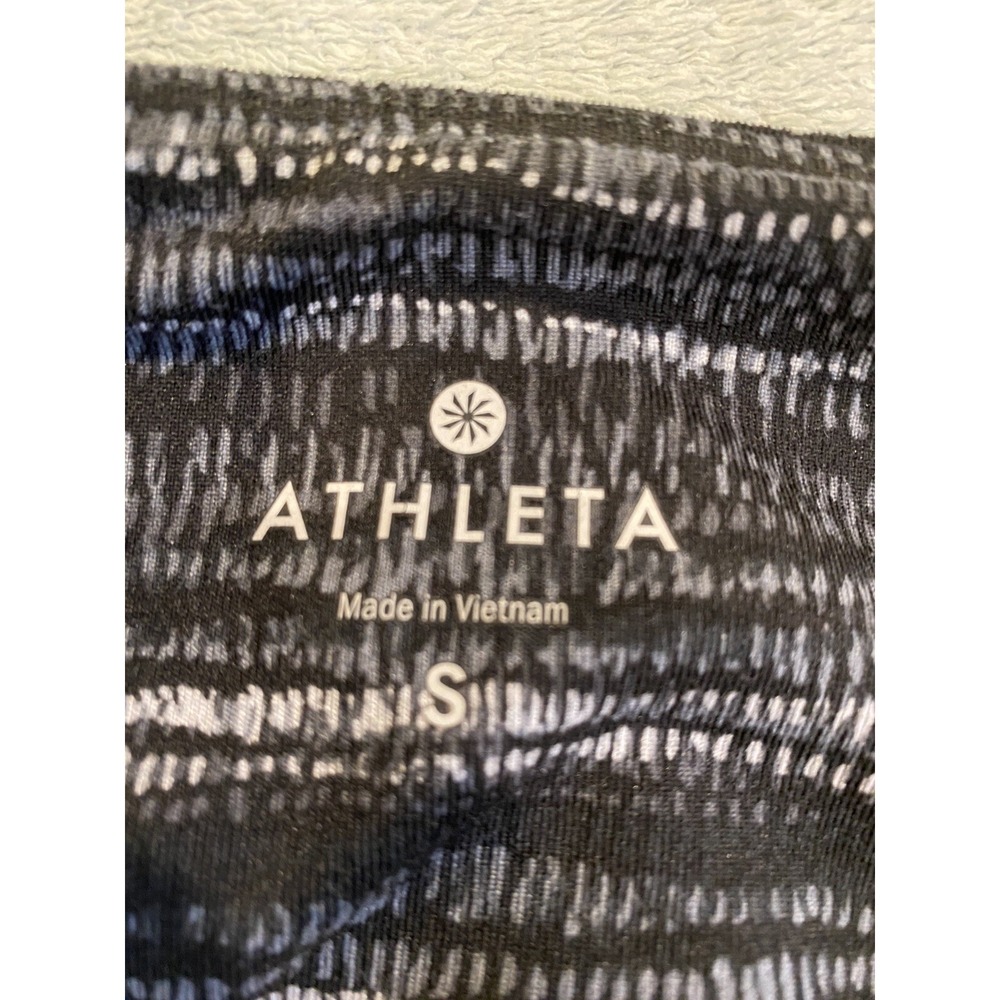Womens Athleta Leggings Size Small Black Gray Striped Yoga Pants Casual S‎